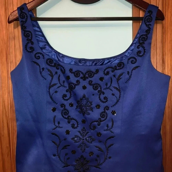 💥5/$10💥 Z Studio Blue Beaded Tank & Jacket Two-Piece Set 12 - Picture 5 of 8